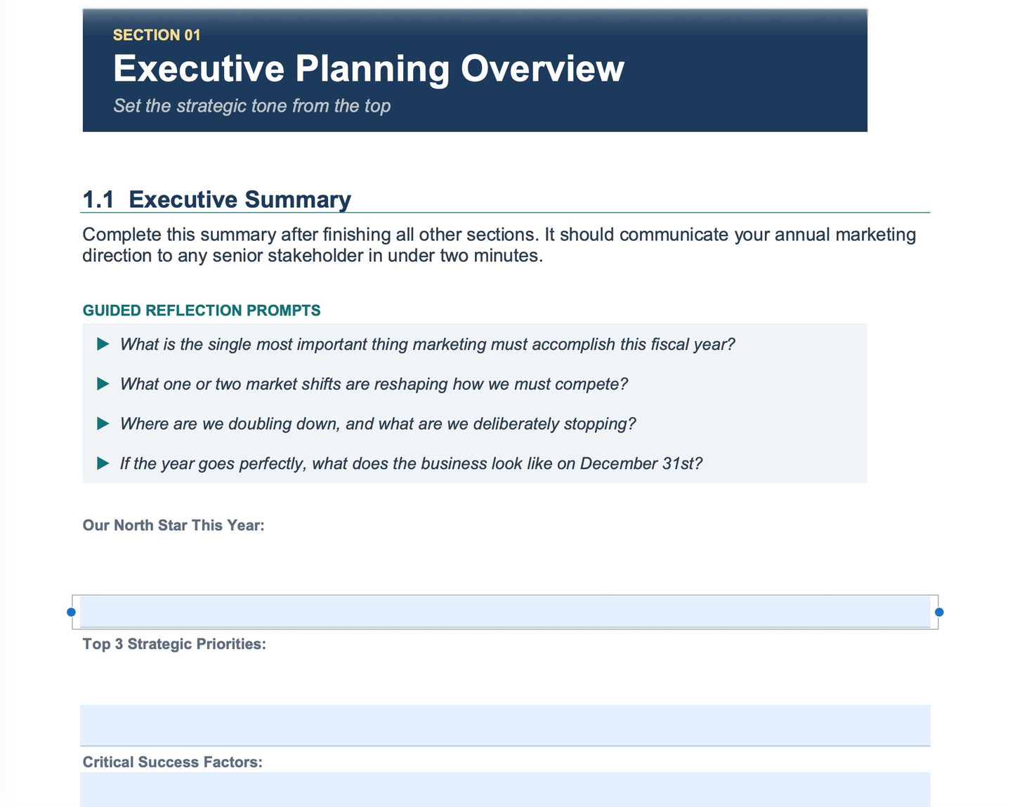 Annual Marketing Planning Workbook | Editable Marketing Strategy Planner for Managers, Directors & Marketing Leaders (Word + PDF)