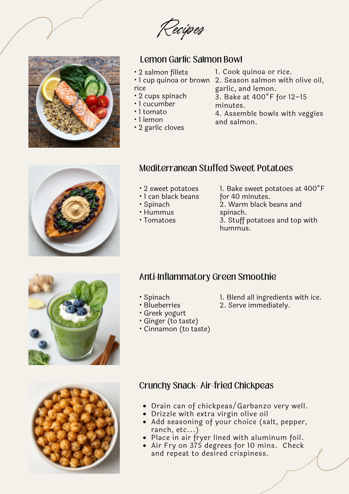 Anti-inflammatory Bundle Instant Download| Grocery Shopping List & Recipe