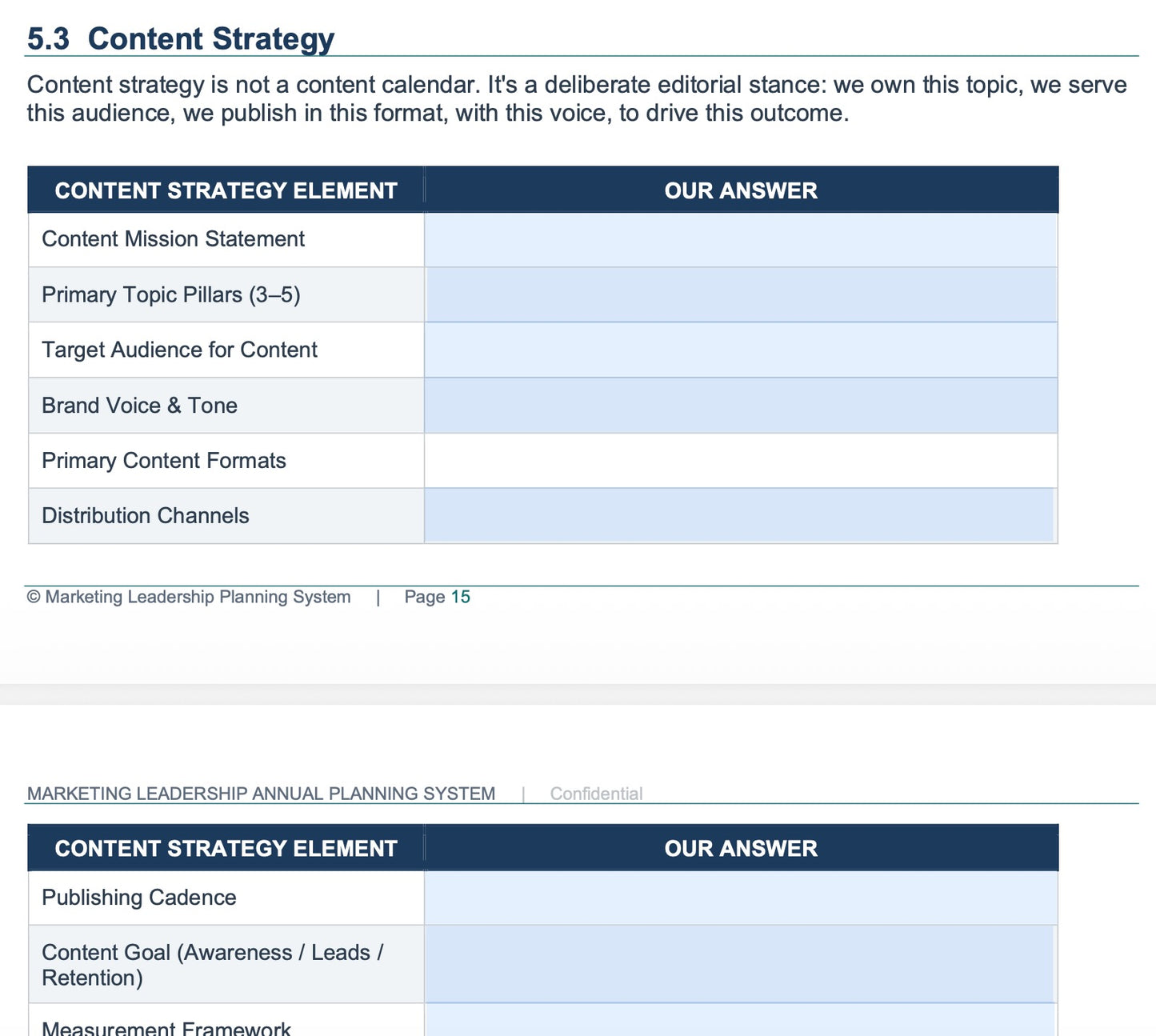 Annual Marketing Planning Workbook | Editable Marketing Strategy Planner for Managers, Directors & Marketing Leaders (Word + PDF)
